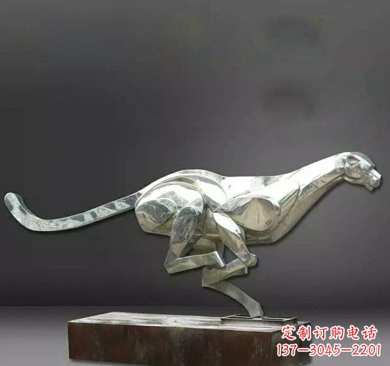 安阳不锈钢抽象奔跑的豹子雕塑