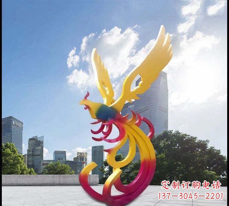 安阳不锈钢抽象彩色凤凰雕塑