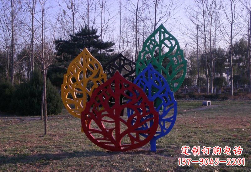 安阳不锈钢抽象彩色树叶雕塑