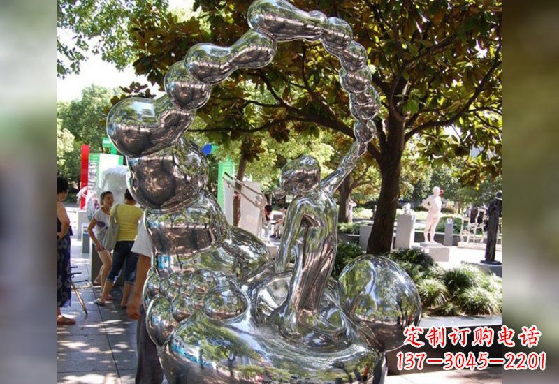 安阳不锈钢抽象吹泡泡的儿童雕塑
