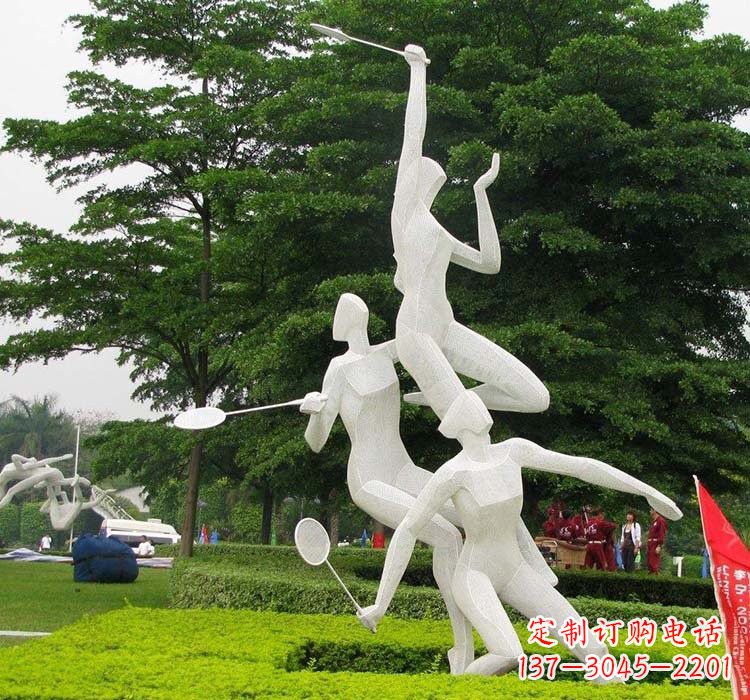 安阳不锈钢抽象打羽毛球人物运动雕塑