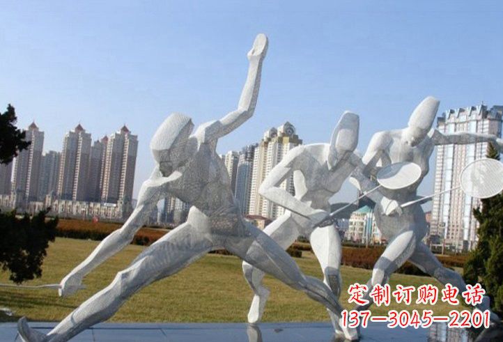 安阳不锈钢抽象打羽毛球人物雕塑