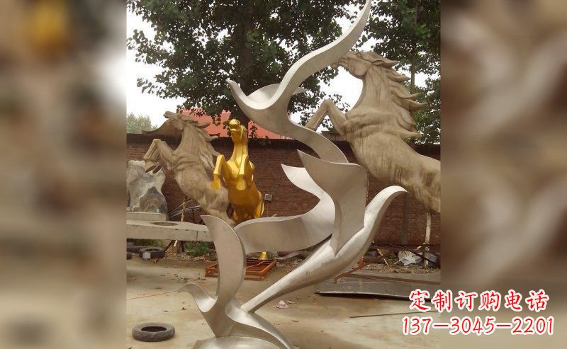 安阳不锈钢抽象大雁鸽子雕塑 (2)