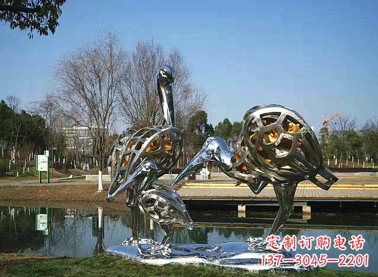 安阳不锈钢抽象丹顶鹤一家雕塑