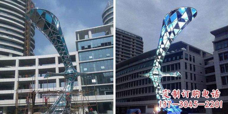 安阳不锈钢抽象大雁景观雕塑