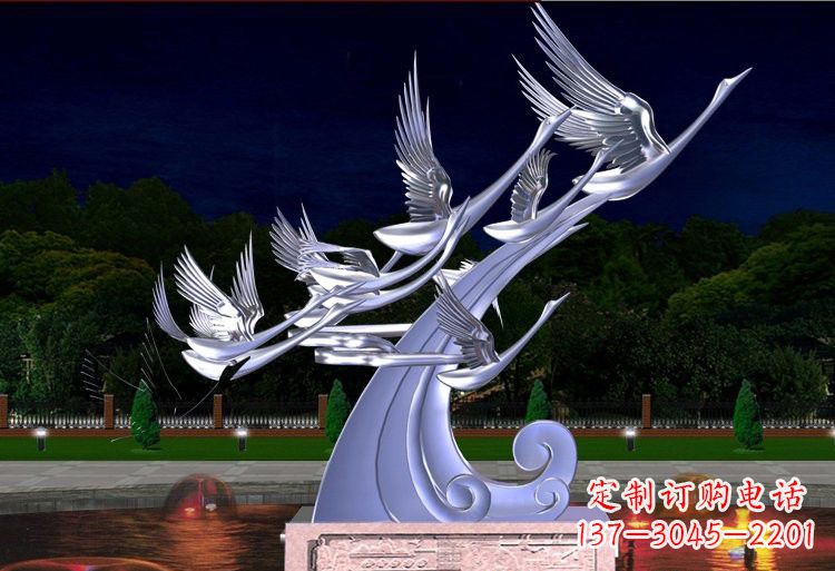 安阳不锈钢抽象飞翔的天鹅设计图