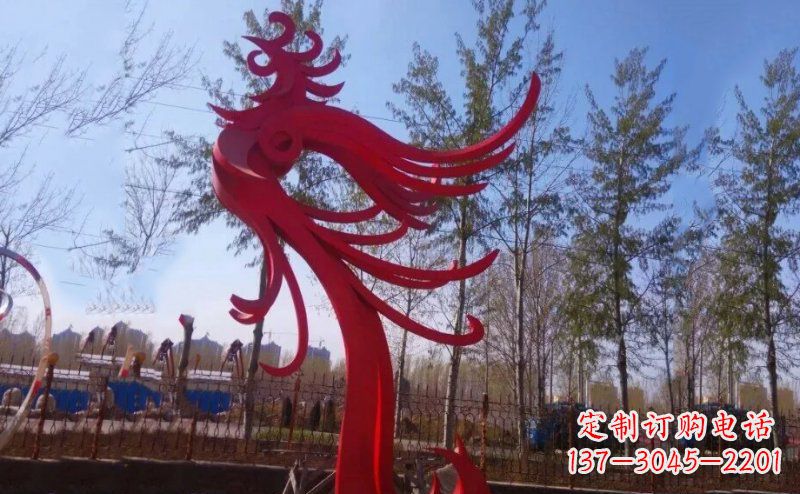 安阳不锈钢抽象凤凰雕塑 (2)