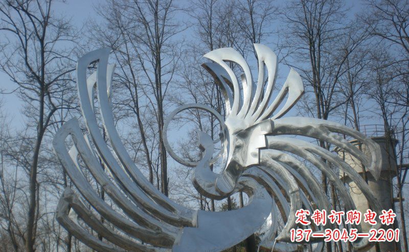 安阳不锈钢抽象凤凰雕塑 (4)
