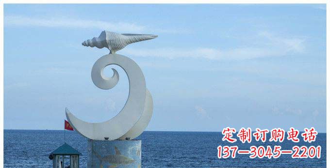 安阳不锈钢抽象海浪和海螺雕塑