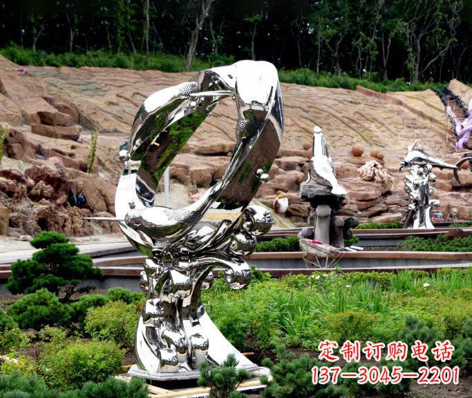 安阳不锈钢抽象海豚雕塑 (2)