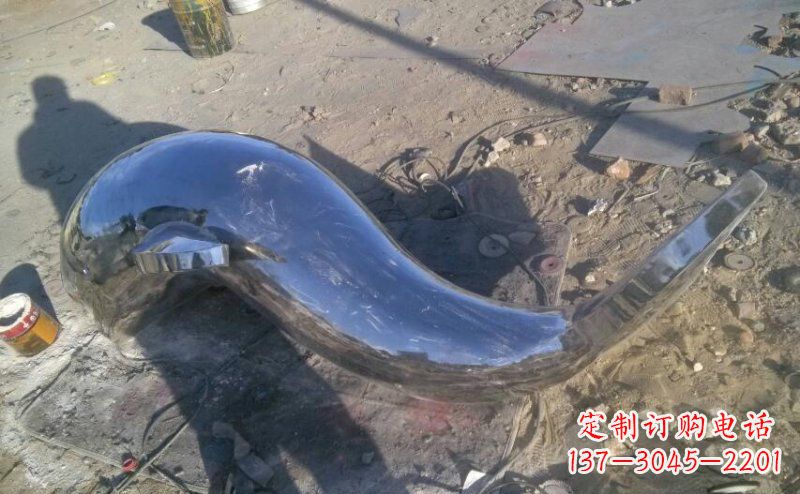 安阳不锈钢抽象海豚动物雕塑 (2)