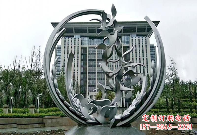 安阳不锈钢抽象和平鸽橄榄枝雕塑