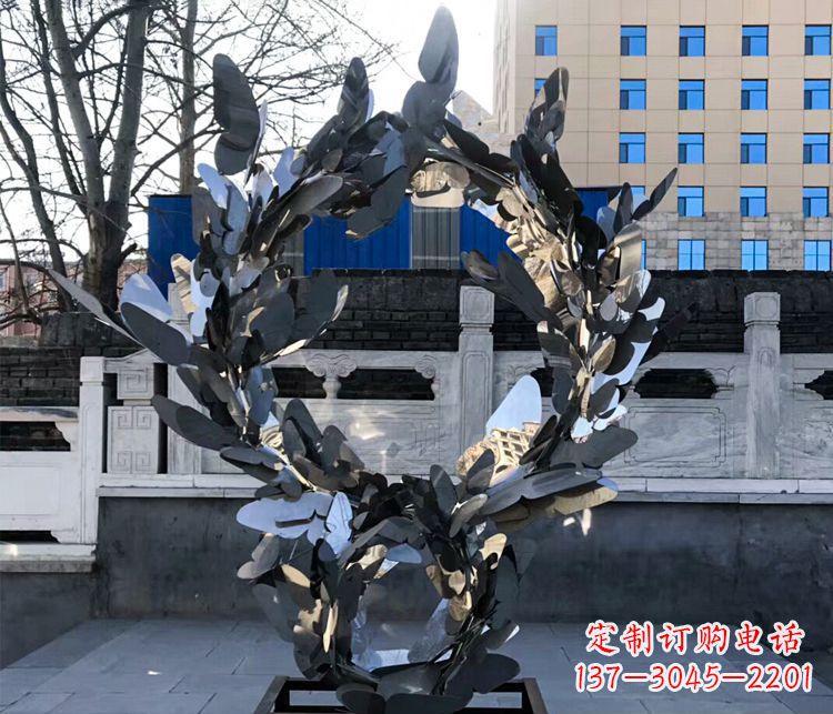 安阳不锈钢抽象蝴蝶花环景观雕塑