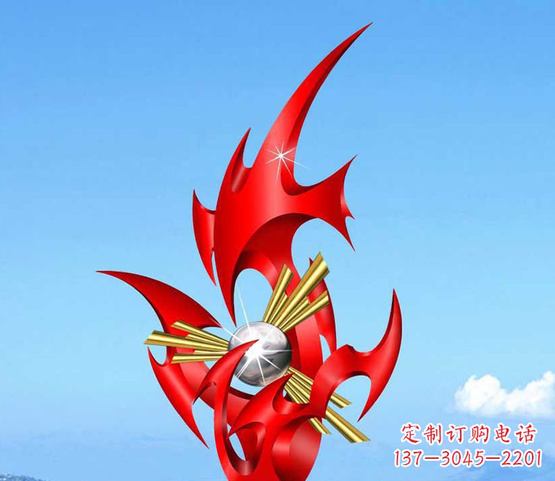 安阳不锈钢抽象火苗雕塑 (2)