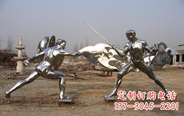 安阳不锈钢抽象击剑运动员雕塑