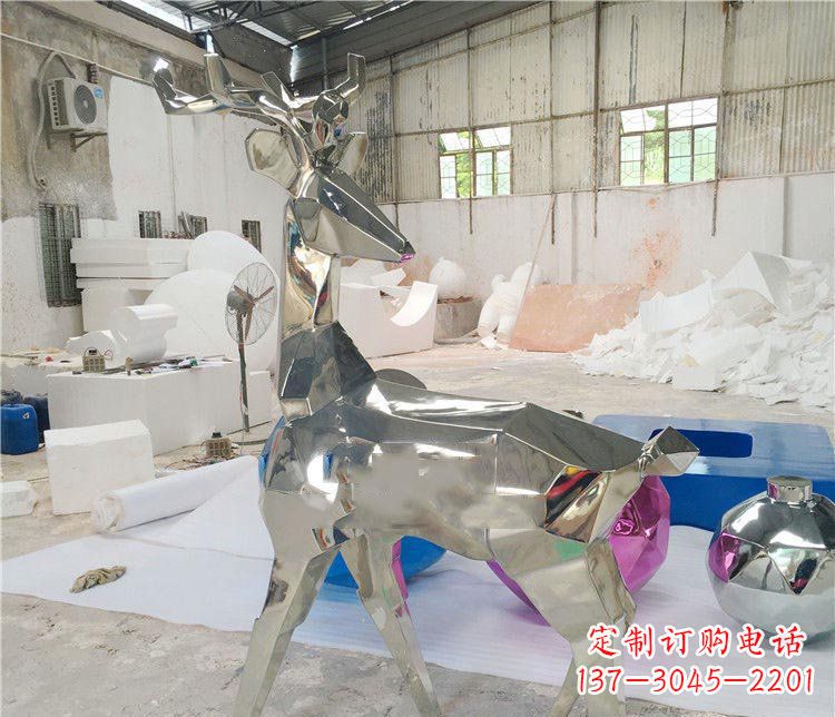 安阳不锈钢抽象几何梅花鹿动物雕塑
