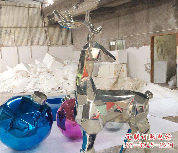 安阳不锈钢抽象几何梅花鹿雕塑