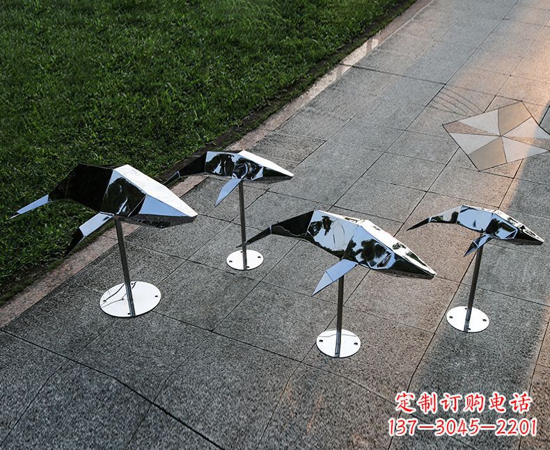 安阳不锈钢抽象几何海豚雕塑1