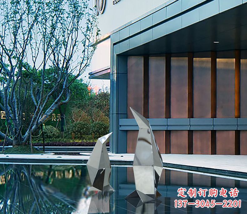 安阳不锈钢抽象几何企鹅雕塑