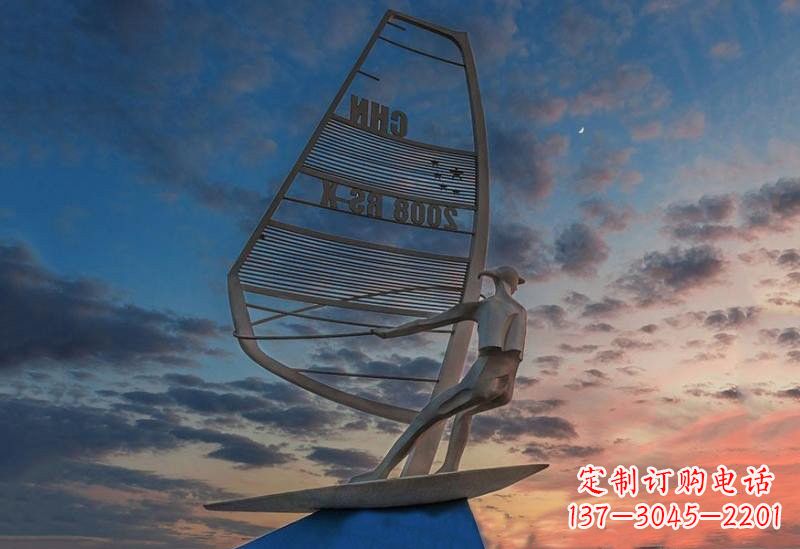 安阳不锈钢抽象驾驶帆船人物雕塑
