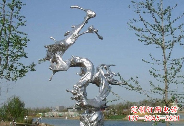 安阳不锈钢抽象蛟龙出海雕塑