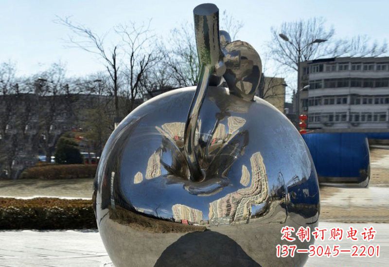 安阳不锈钢抽象镜面苹果雕塑