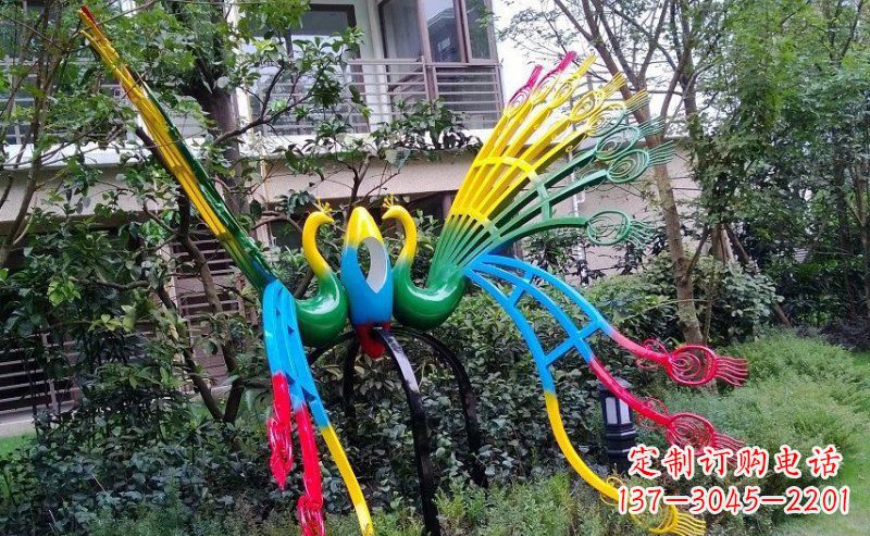 安阳不锈钢抽象孔雀雕塑 (4)