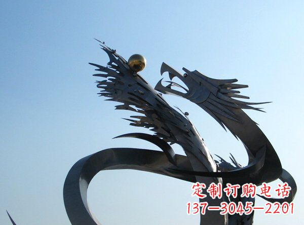 安阳不锈钢抽象龙动物雕塑 (2)