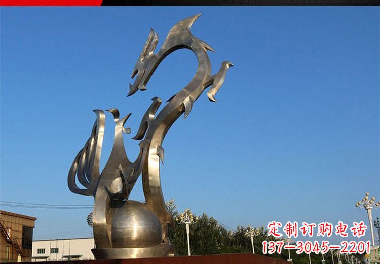 安阳不锈钢抽象龙凤雕塑