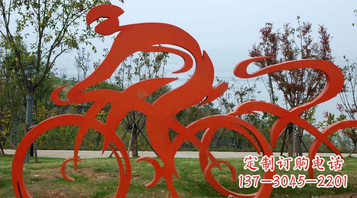 安阳不锈钢抽象骑自行车人物雕塑1