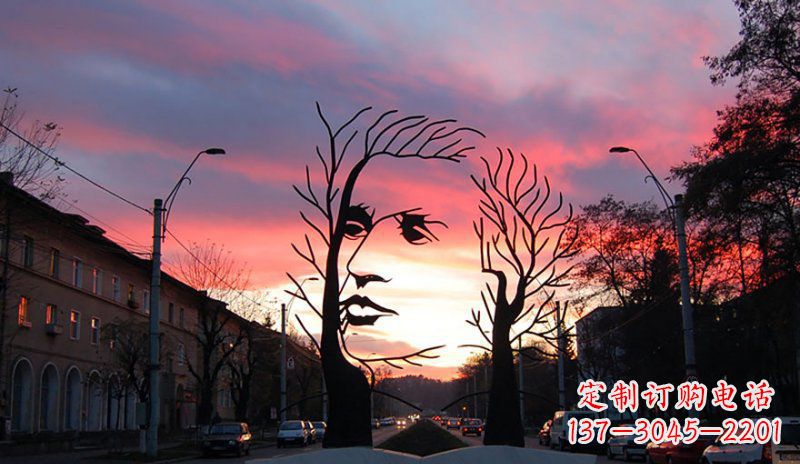 安阳不锈钢抽象人头街边景观雕塑