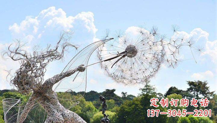 安阳不锈钢抽象人物和蒲公英雕塑