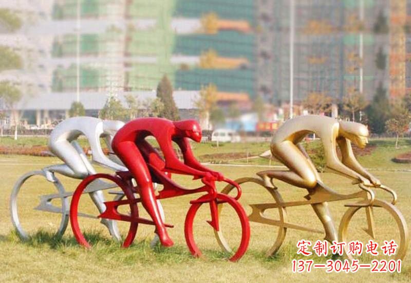 安阳不锈钢抽象人物骑自行车雕塑