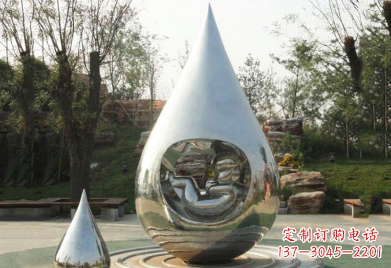 安阳不锈钢抽象生命之源水滴雕塑