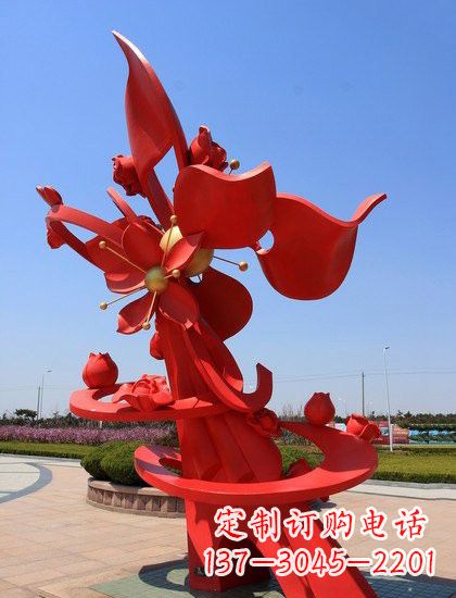 安阳不锈钢抽象石榴花雕塑