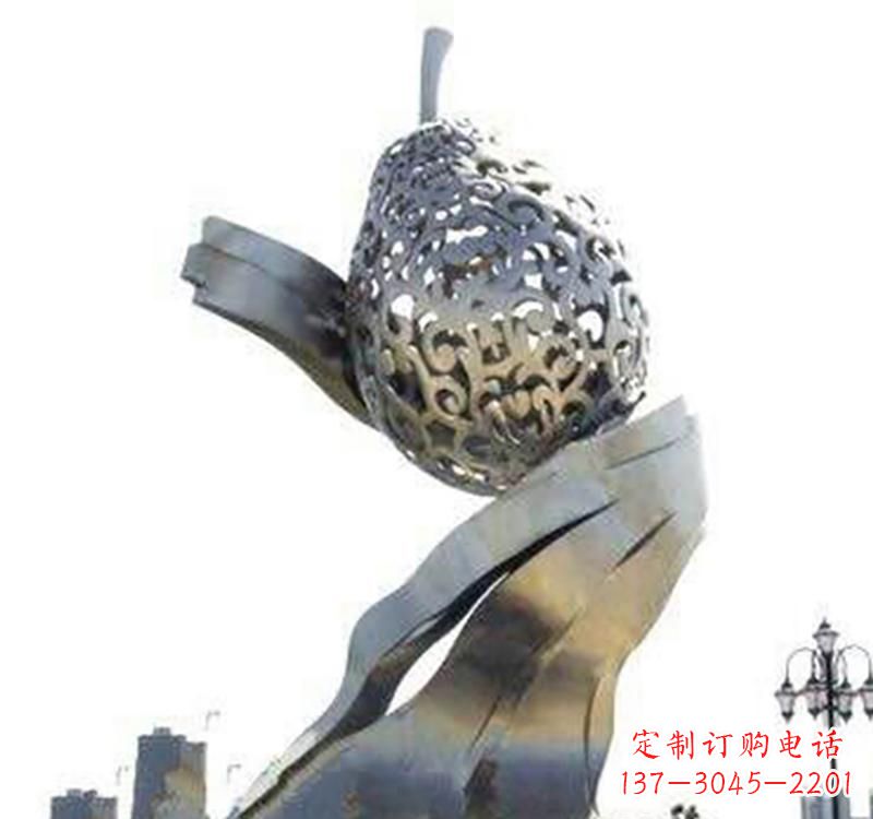 安阳不锈钢抽象水果梨雕塑