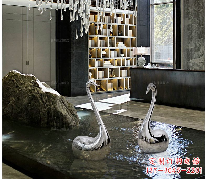 安阳不锈钢抽象天鹅摆件雕塑