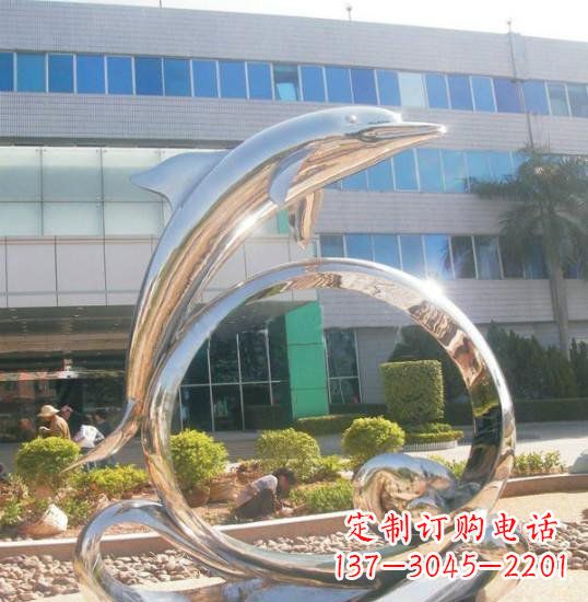安阳不锈钢抽象跳跃的海豚雕塑