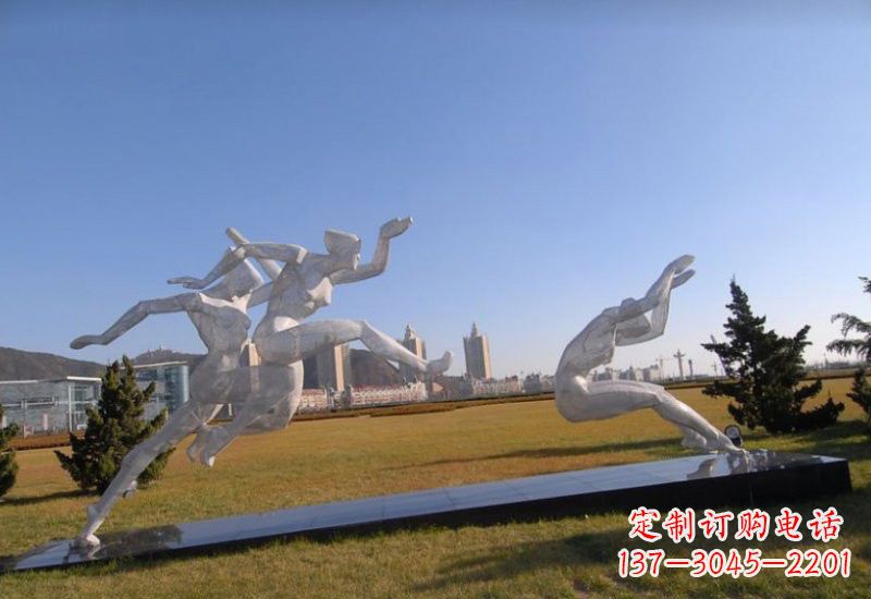 安阳不锈钢抽象跳远的运动员雕塑