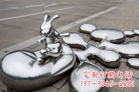 安阳不锈钢抽象兔子和水滴雕塑