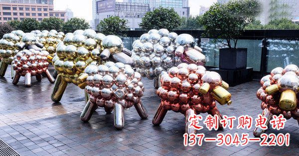 安阳不锈钢抽象小羊肖恩动物广场雕塑