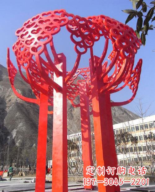安阳不锈钢抽象心形树叶大树雕塑