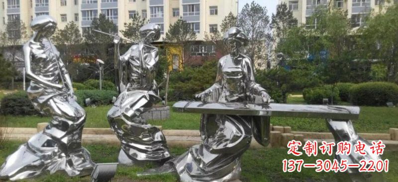安阳不锈钢抽象演奏乐器的古代美女雕塑