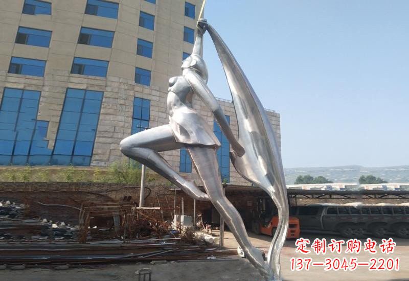 安阳不锈钢抽象艺术体操女孩雕塑