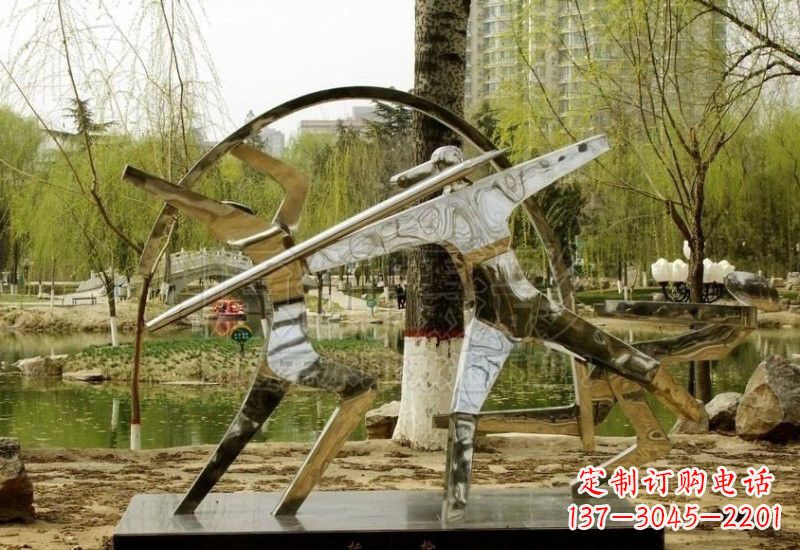 安阳不锈钢抽象运动员雕塑