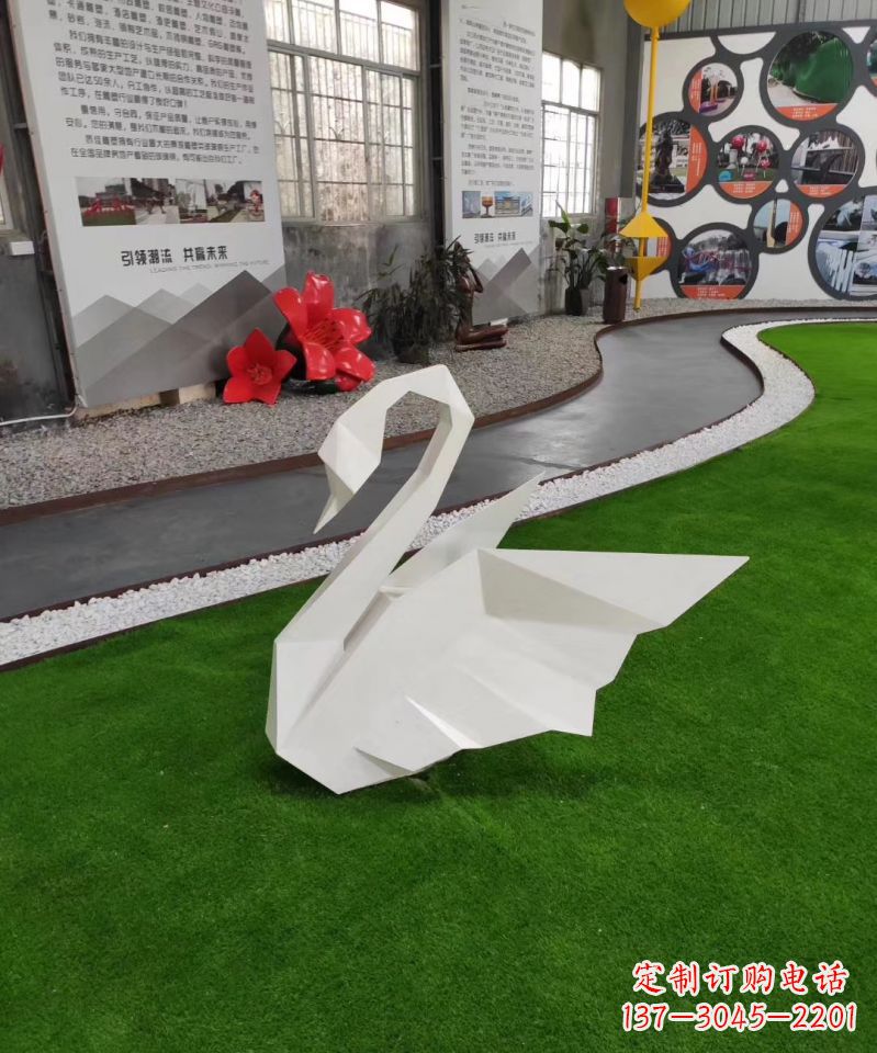 安阳不锈钢抽象折纸天鹅雕塑