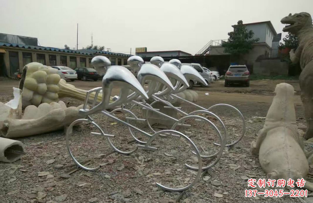 安阳不锈钢抽象自行车人物雕塑