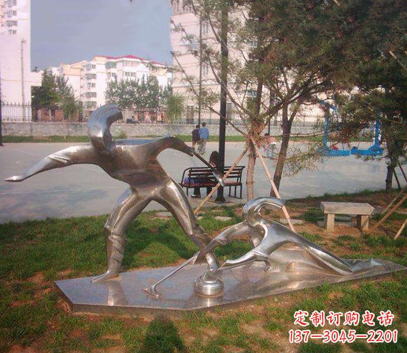 安阳不锈钢创意冰壶比赛雕塑