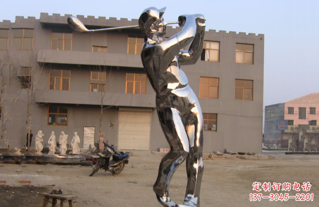 安阳不锈钢打高尔夫球广场雕塑