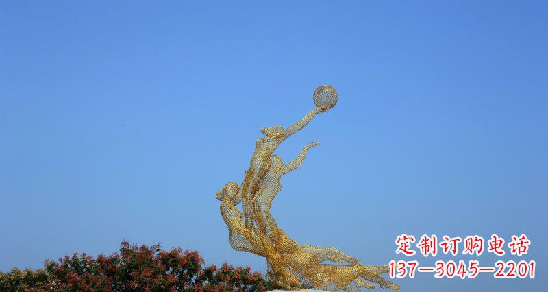 安阳不锈钢打篮球的女孩公园景观雕塑